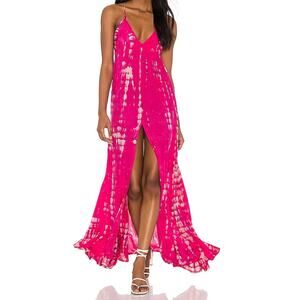 Tiare Hawaii Day Dream Tie Dye Maxi Sun Dress in Fuchsia Stone Pink Small Medium